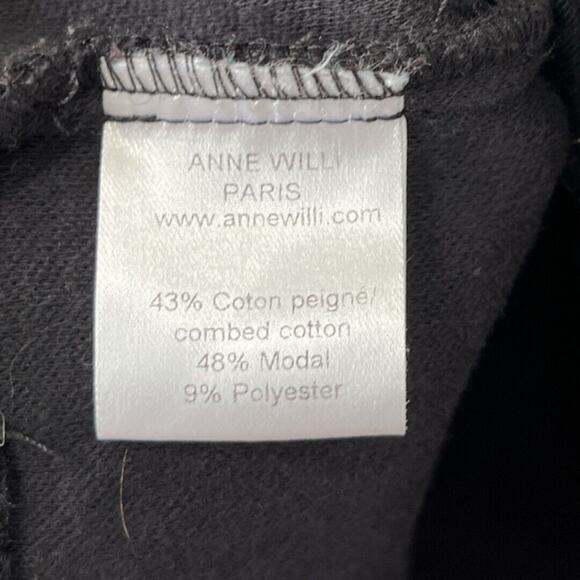 Anne Willi Paris Quilted Top Pullover Black Sz US 4 Kangaroo Pocket Drawstring - Picture 9 of 9